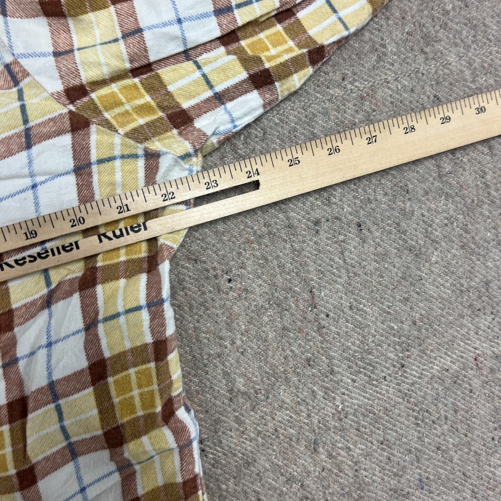 Vintage Sear Flannel Shirt Mens Large Yellow 1970s Long Sleeve - Picture 7 of 9